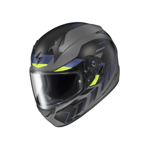 Casco Cerrado Scorpion EXO-R320 Alchemy - Gris Obscuro Azul - Mediano