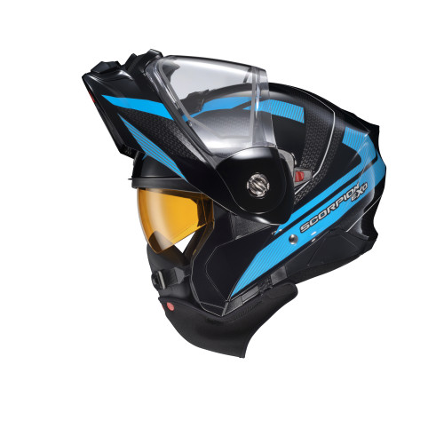 Casco Doble Propósito Scorpion EXO-AT960 Hicks para frío mica de Doble Panel - Azul Cielo - 2X-Grande