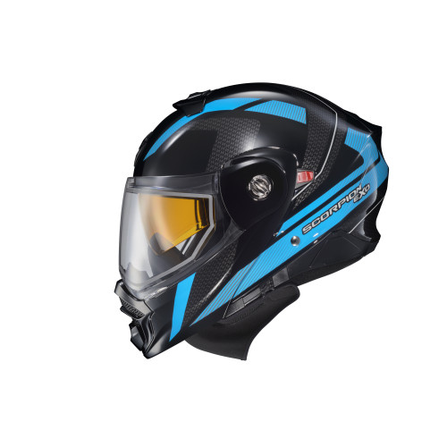Casco Doble Propósito Scorpion EXO-AT960 Hicks para frío mica de Doble Panel - Azul Cielo - 3X-Grande
