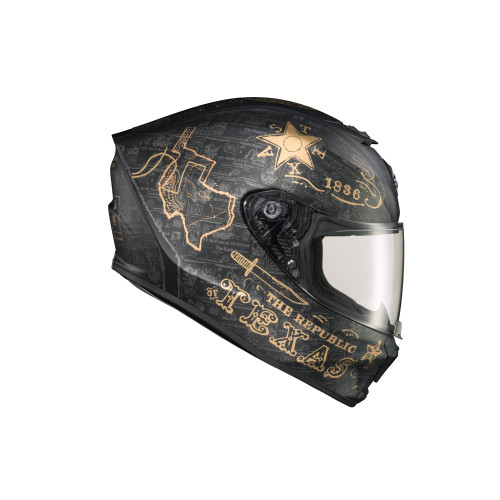 Casco Cerrado Scorpion EXO-R420 Lone Star - Negro Oro - Mediano