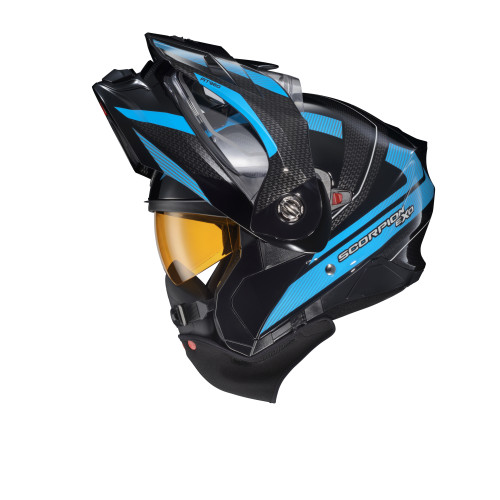 Casco Doble Propósito Scorpion EXO-AT960 Hicks para frío mica de Doble Panel - Azul Cielo - X-Grande