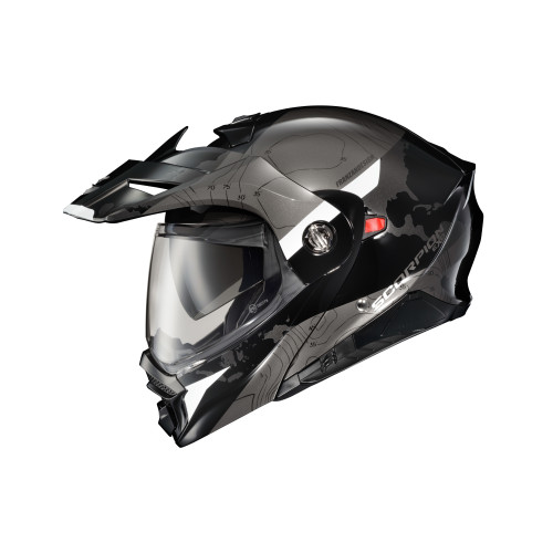 Casco Doble Propósito Scorpion EXO-AT960 Topographic - Negro Blanco - Grande