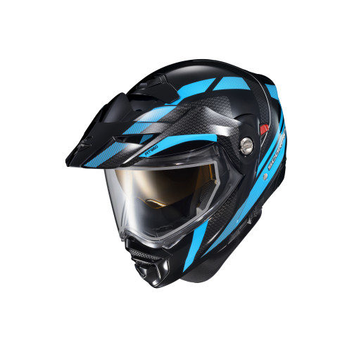 Casco Doble Propósito Scorpion EXO-AT960 Hicks para frío mica de Doble Panel - Azul Cielo - Chico