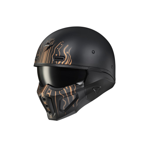 Casco Abatible Scorpion Covert X - Negro Dorado - 2X-Grande