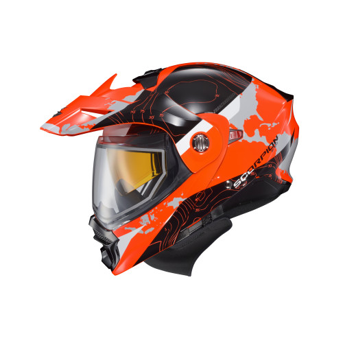 Casco Doble Propósito Scorpion EXO-AT960 Topographic para frío - Hi-Viz Naranja - Chico