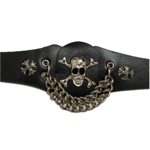 Pulsera Xelement con calavera y cadenas