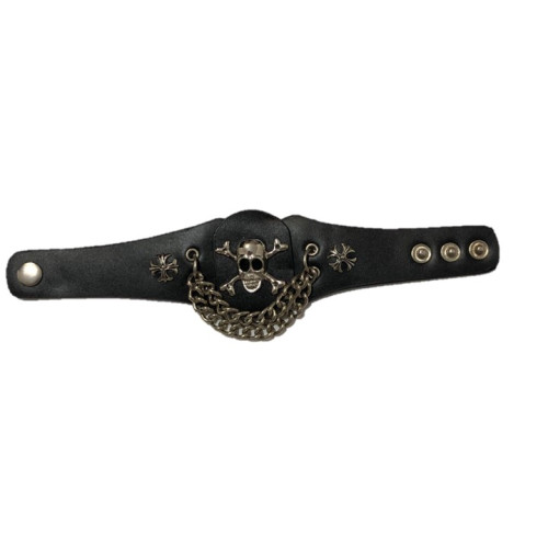 Pulsera Xelement con calavera y cadenas