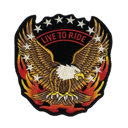 Parche Live To Ride con águila con llamas