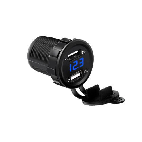 Cargador USB para moto dos entradas con voltimetro 12V