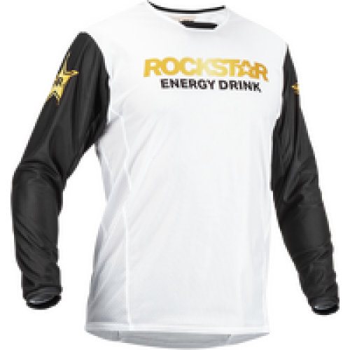 Jersey Fly Racing RockStar Mesh - Blanco/Negro/Dorado - Mediano