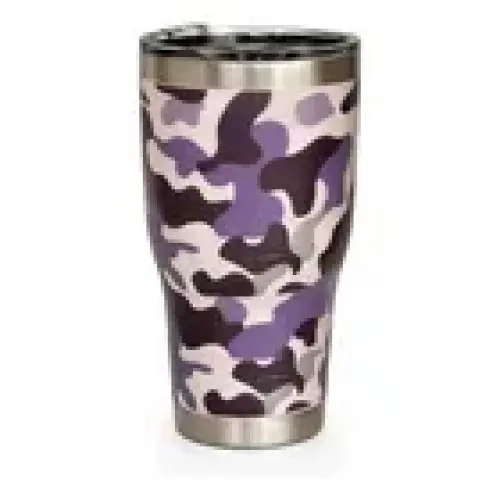 Vaso Térmico de 30 oz de Acero Inoxidable C: Camuflaje Morado/Gris/Blanco