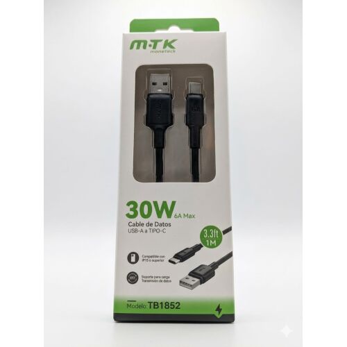 Cable de carga/datos Movetech USB-A a USB-C - Negro - 1 mts