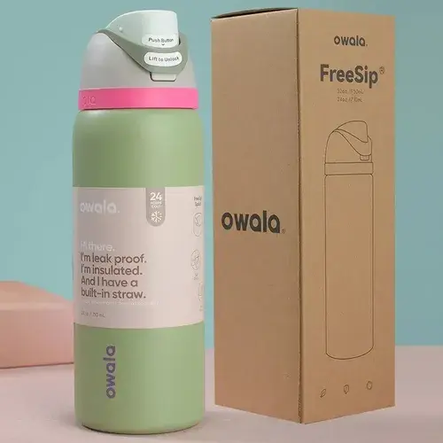 Termo OWALA de 27 oz de Acero Inoxidable - C. Verde/Beige/Fucsia