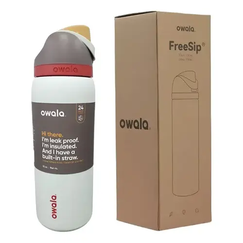 Termo OWALA de 27 oz de Acero Inoxidable - C. Beige/gris/rojo