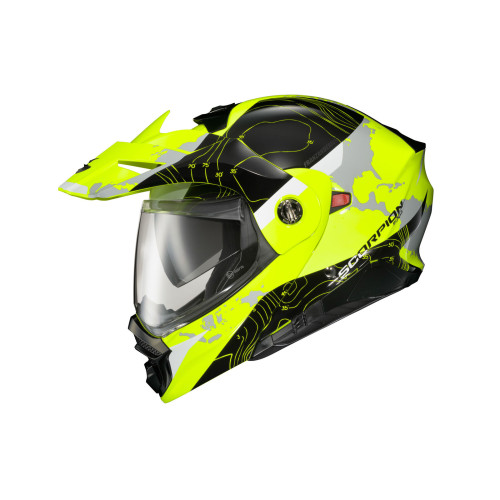 Casco Doble Propósito Scorpion EXO-AT960 Topographic para frío mica Eléctrica - Hi-Vis - X-Grande