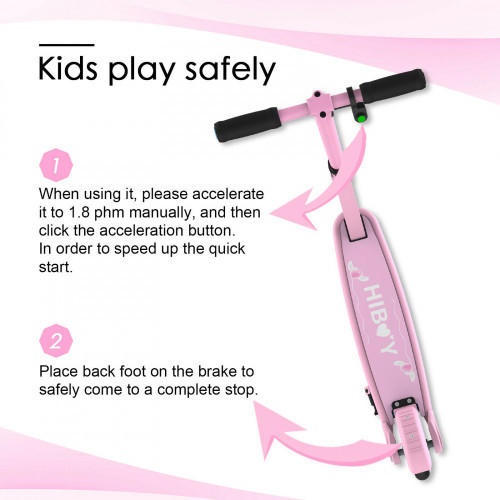 Scooter eléctrico Hiboy N1 para niños Llanta de 5" con luces delanteras Rosa