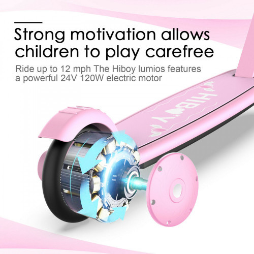 Scooter eléctrico Hiboy N1 para niños Llanta de 5" con luces delanteras Rosa