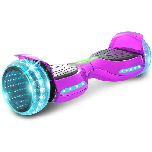 Hoverboard Patineta eléctrica cromada  ruedas de 6.5 con LEDs y Bluetooth
